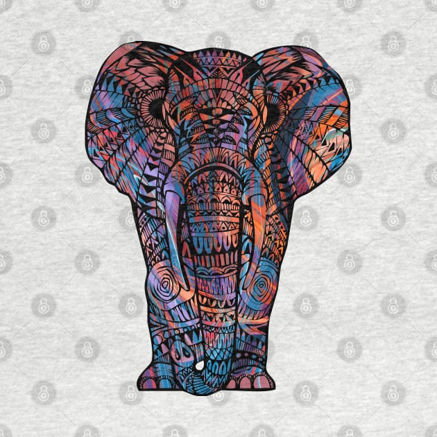 Intricate Asian Elephant Colorful Illustration by VintCam